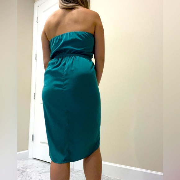 CUTE GREEN TUBE DRESS WITH SLIT - Picture 2 of 6